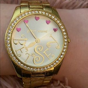 Betsy Johnson gold bling watch